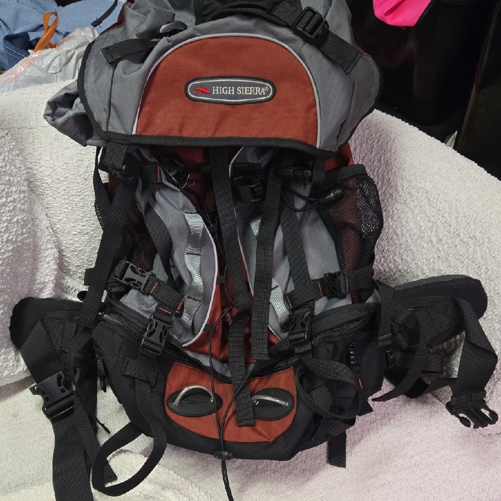 High Sierra Gray and Rust Outdoor Hiking Backpack